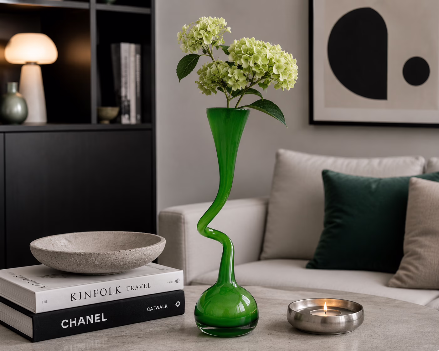 Normann Copenhagen Swing Vase Britt Bonnesen zielony wazon designerski Dania 30 cm