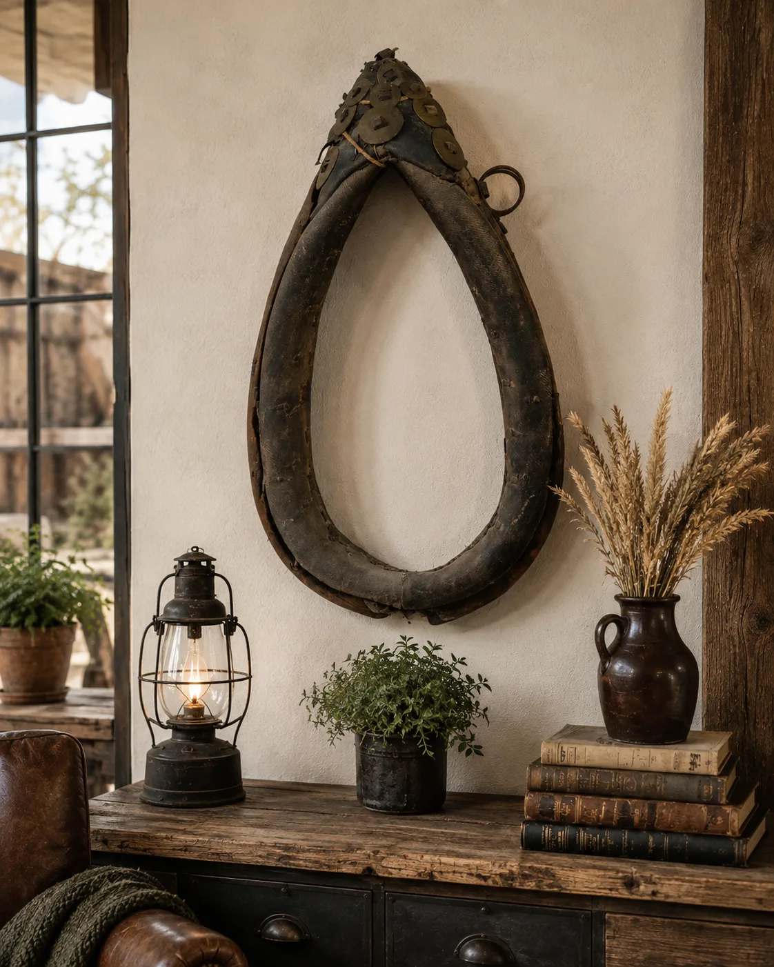 Stare Chomąto Końskie Skórzane Uprząż Konna Vintage Rustykalne Loft